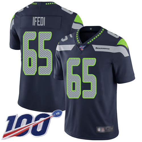 Seattle Seahawks Limited Navy Blue Men Germain Ifedi Home Jersey NFL Football #65 100th Season Vapor Untouchable
